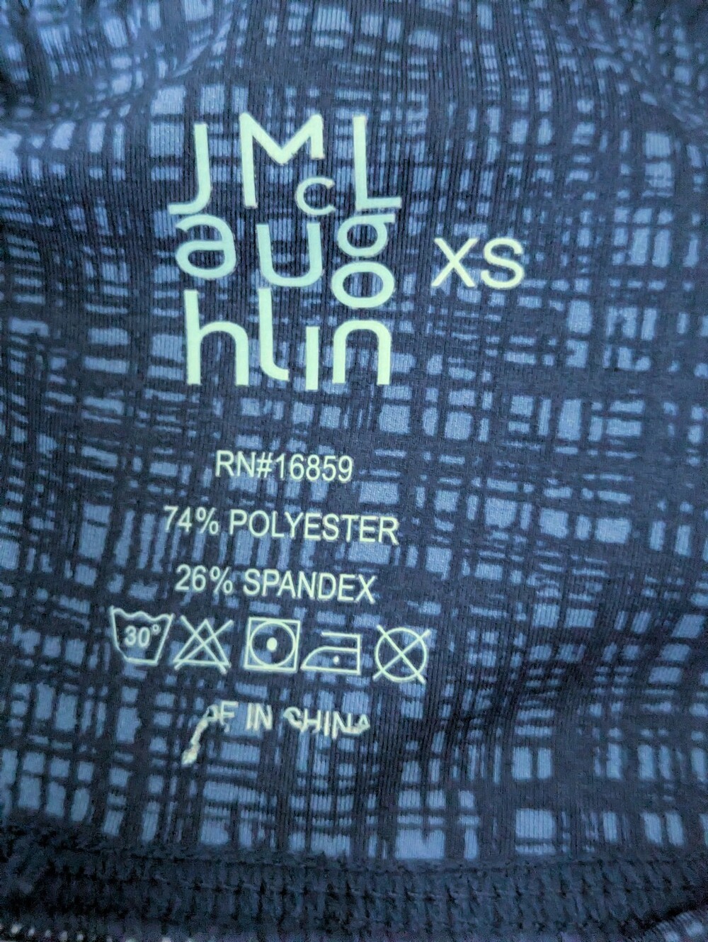 J. McLaughlin Women's XS Active Leggings Blue Crosshatch Pattern Pockets - Picture 6 of 9